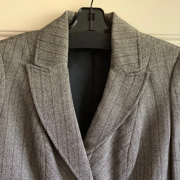 Context Vintage Wool Blend Suit Jacket/Blazer Striped Twill Gray SZ12P - Picture 2 of 16
